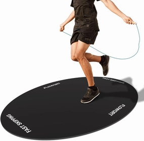 Jump Rope Mat Large Rubber Exercise Indoor Outdoor Shock Absorbing Non-Slip Oval Design for Floor & Rope Protection, Workout for Home Gym Flooring