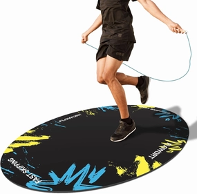 Jump Rope Mat Large Rubber Exercise Indoor Outdoor Shock Absorbing Non-Slip Oval Design for Floor & Rope Protection, Workout for Home Gym Flooring