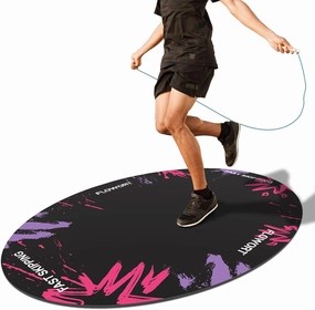 Jump Rope Mat Large Rubber Exercise Indoor Outdoor Shock Absorbing Non-Slip Oval Design for Floor & Rope Protection, Workout for Home Gym Flooring