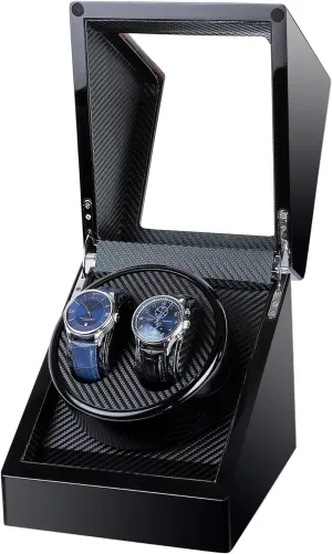 Kalawen Watch Winder for Rolex, Automatic Watch Winder Box, Double Watch Winder with Japanese Quiet Motor Battery Powered or AC Adapter Black