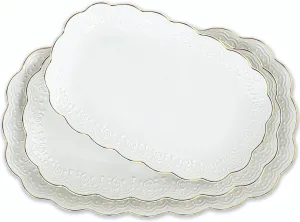 Kassel Ceramic Serving Platter Set | 14”/12”/10” Oval Serving Trays for Entertaining at Parties and Weddings | Oven Safe Large Serving Trays for Tacos, Steak, and Cake