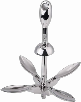 KIMISS Boat Anchor, 316 Stainless Steel Silver Ship Marine Folding Multi Claw Anchor Marine Accessories