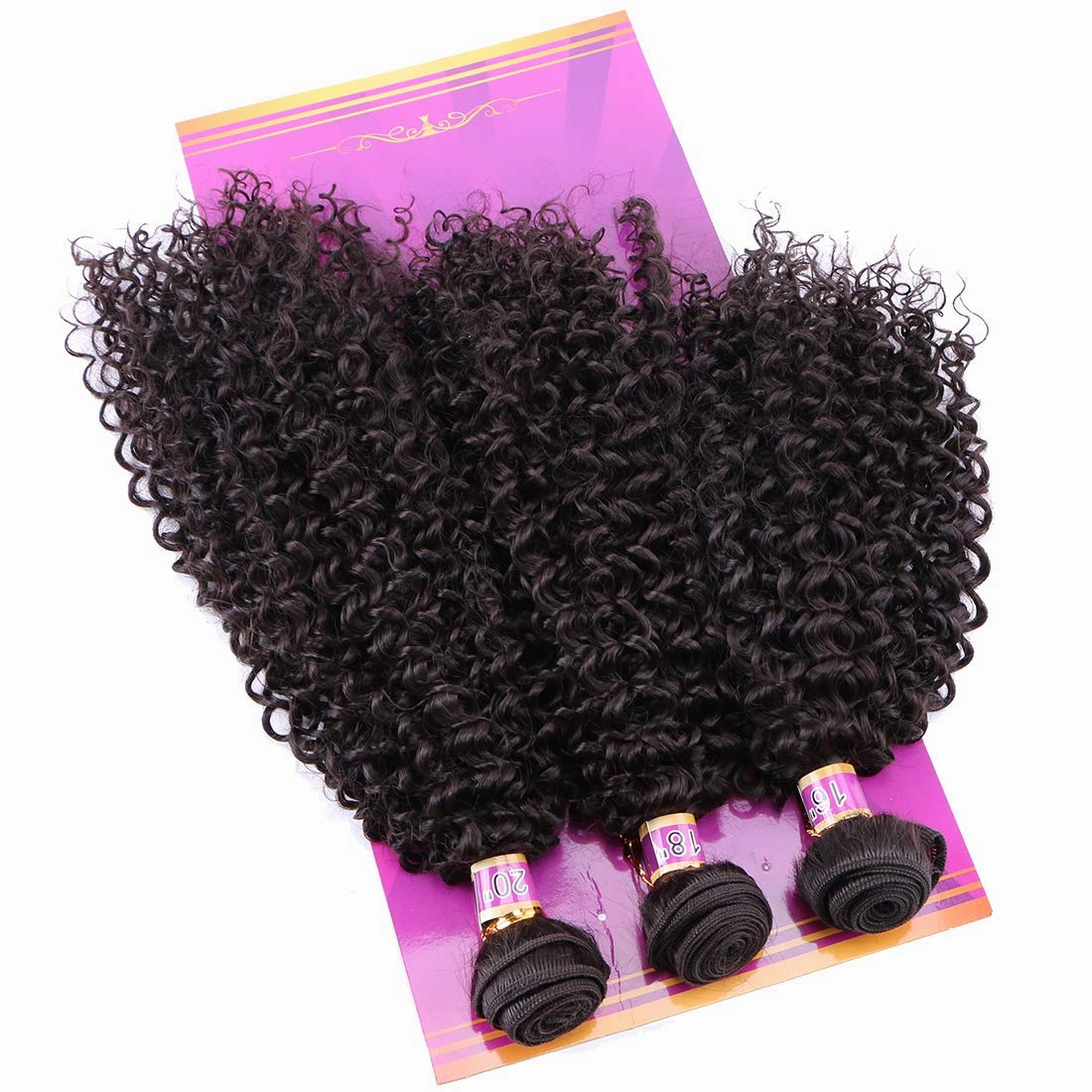 Kinky Curly Hair Bundles 16 18 20 Inches 3 Pieces One Pack Quick Weave Hair Bundles Soft Curly Synthetic Hair Extensions for Women(Color 2)