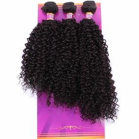 Kinky Curly Hair Bundles 16 18 20 Inches 3 Pieces One Pack Quick Weave Hair Bundles Soft Curly Synthetic Hair Extensions for Women(Color 2)