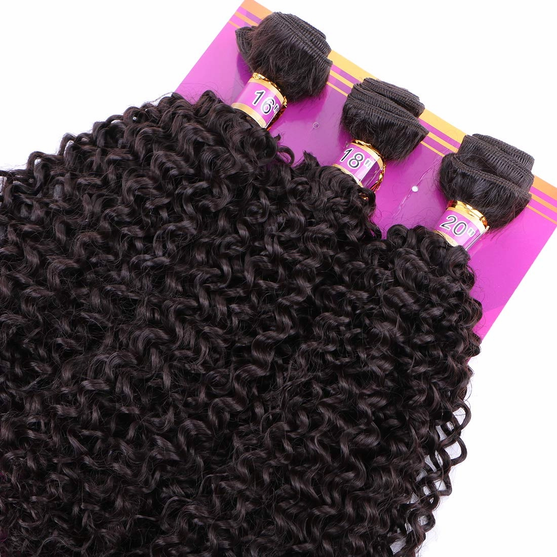 Kinky Curly Hair Bundles 16 18 20 Inches 3 Pieces One Pack Quick Weave Hair Bundles Soft Curly Synthetic Hair Extensions for Women(Color 2)