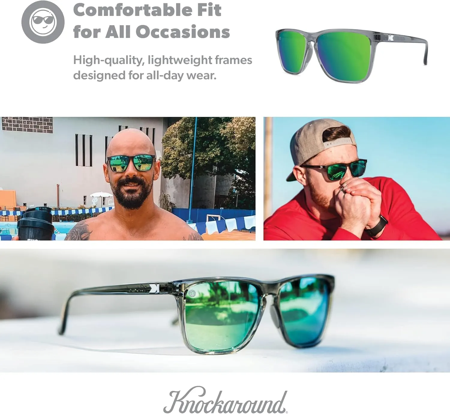 Knockaround Fast Lanes and Sport Polarized Sunglasses for Men & Women - Impact Resistant Lenses & Full UV400 Protection