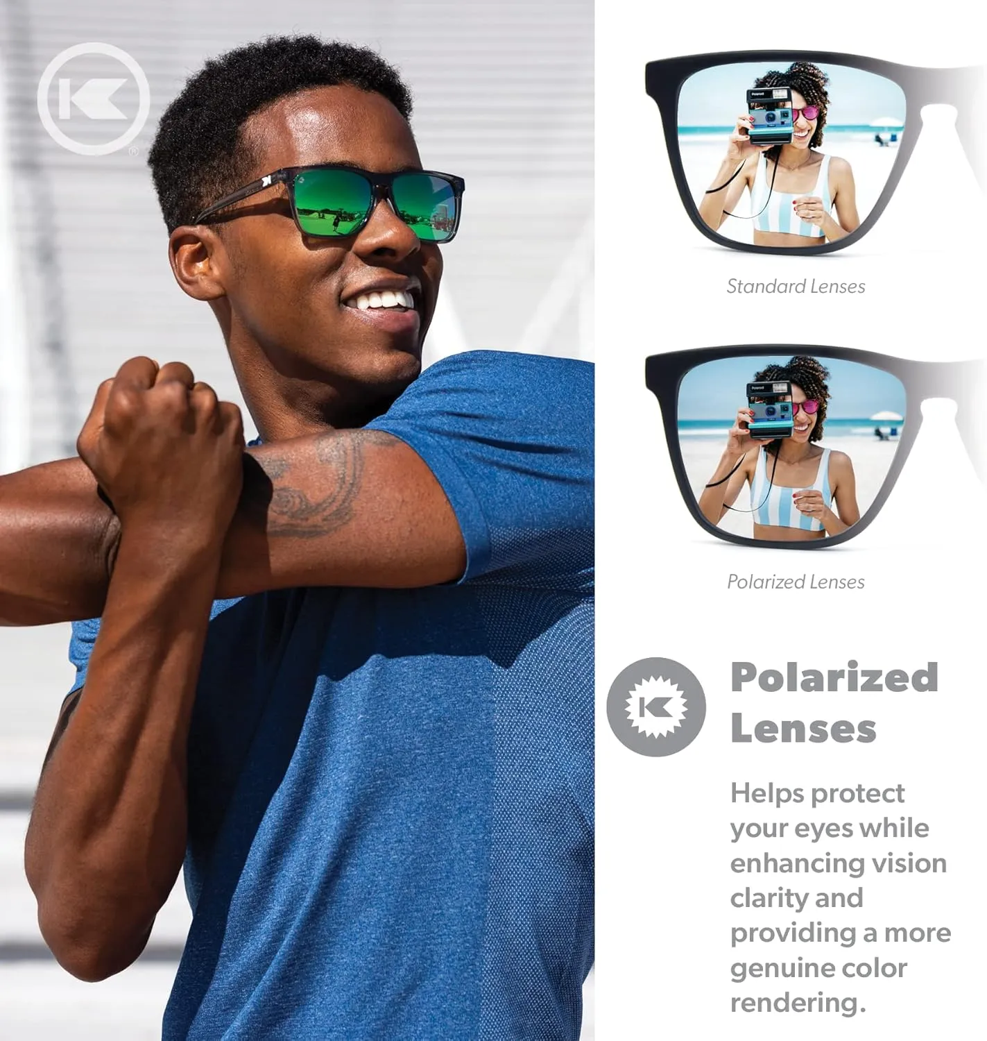 Knockaround Fast Lanes and Sport Polarized Sunglasses for Men & Women - Impact Resistant Lenses & Full UV400 Protection
