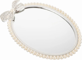 KOHARA Vanity Mirror Cosmetic Desktop Mirror Dresser Mirror with Stand Oval Mirror Metal Desktop Mirror Oval Cosmetic Mirror Vintage Makeup Mirror Norse Decor Alloy Europe Multifunction