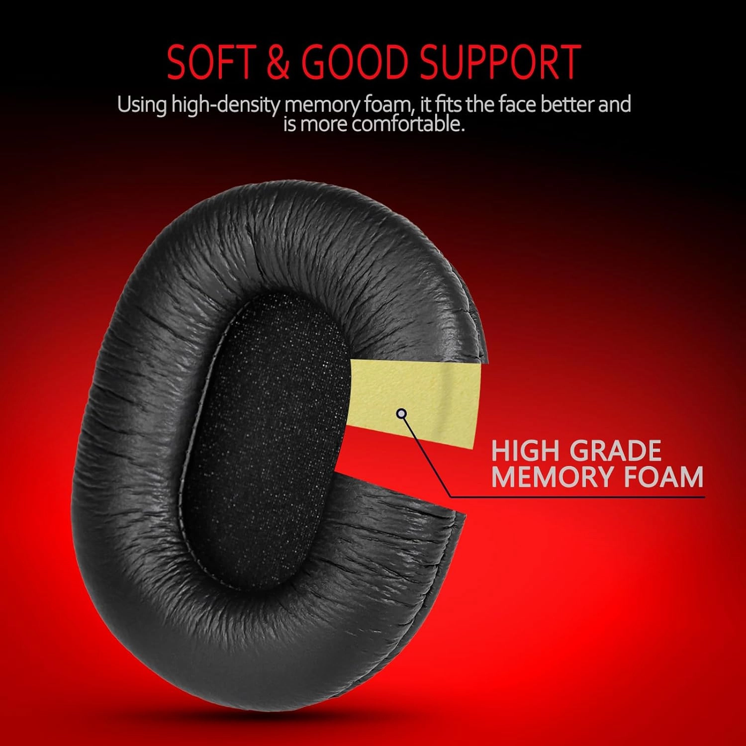 Krone Kalpasmos Replacement Ear Pads for Sony MDR-7506, Classic Wrinkle PU Leather Foam Cushion, Also Fit Sony MDR 7506 MDR-V6 MDR-V7 MDR-CD900ST Headphones, Black