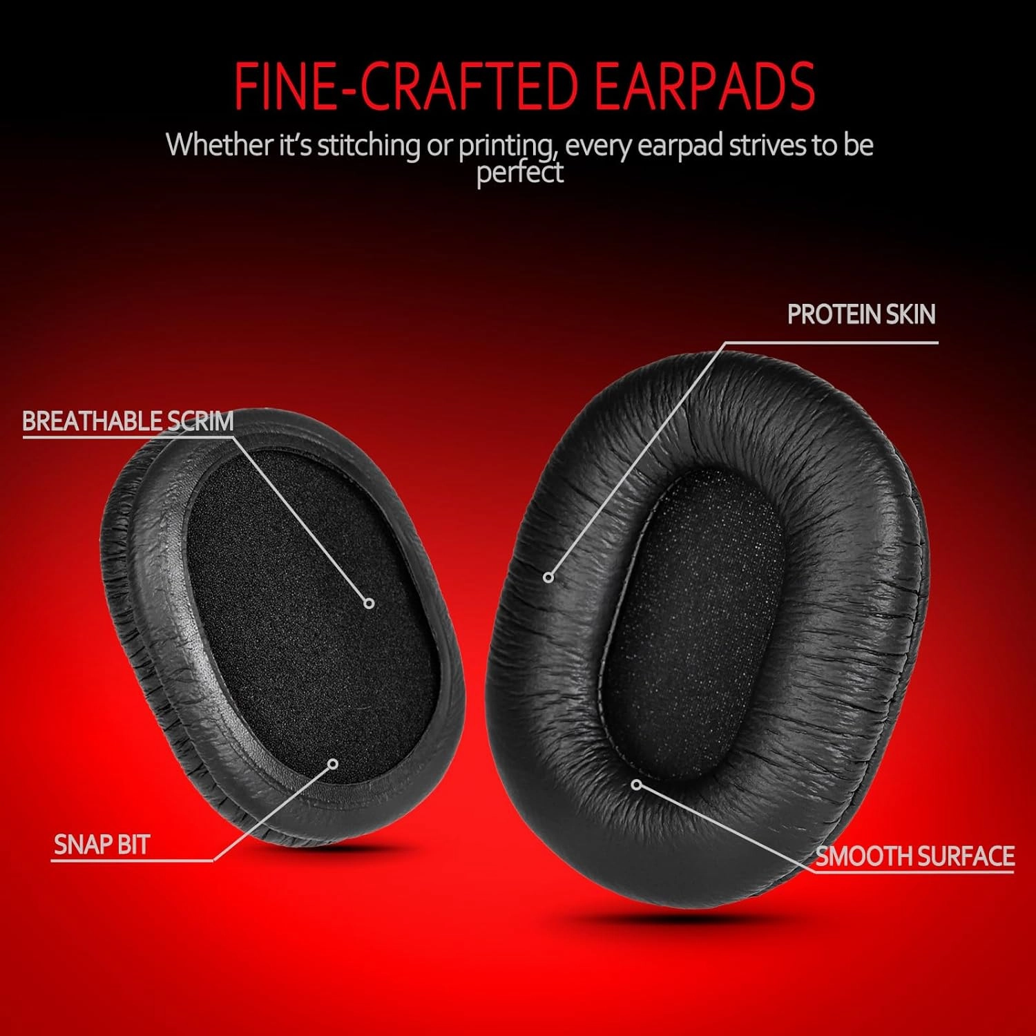 Krone Kalpasmos Replacement Ear Pads for Sony MDR-7506, Classic Wrinkle PU Leather Foam Cushion, Also Fit Sony MDR 7506 MDR-V6 MDR-V7 MDR-CD900ST Headphones, Black