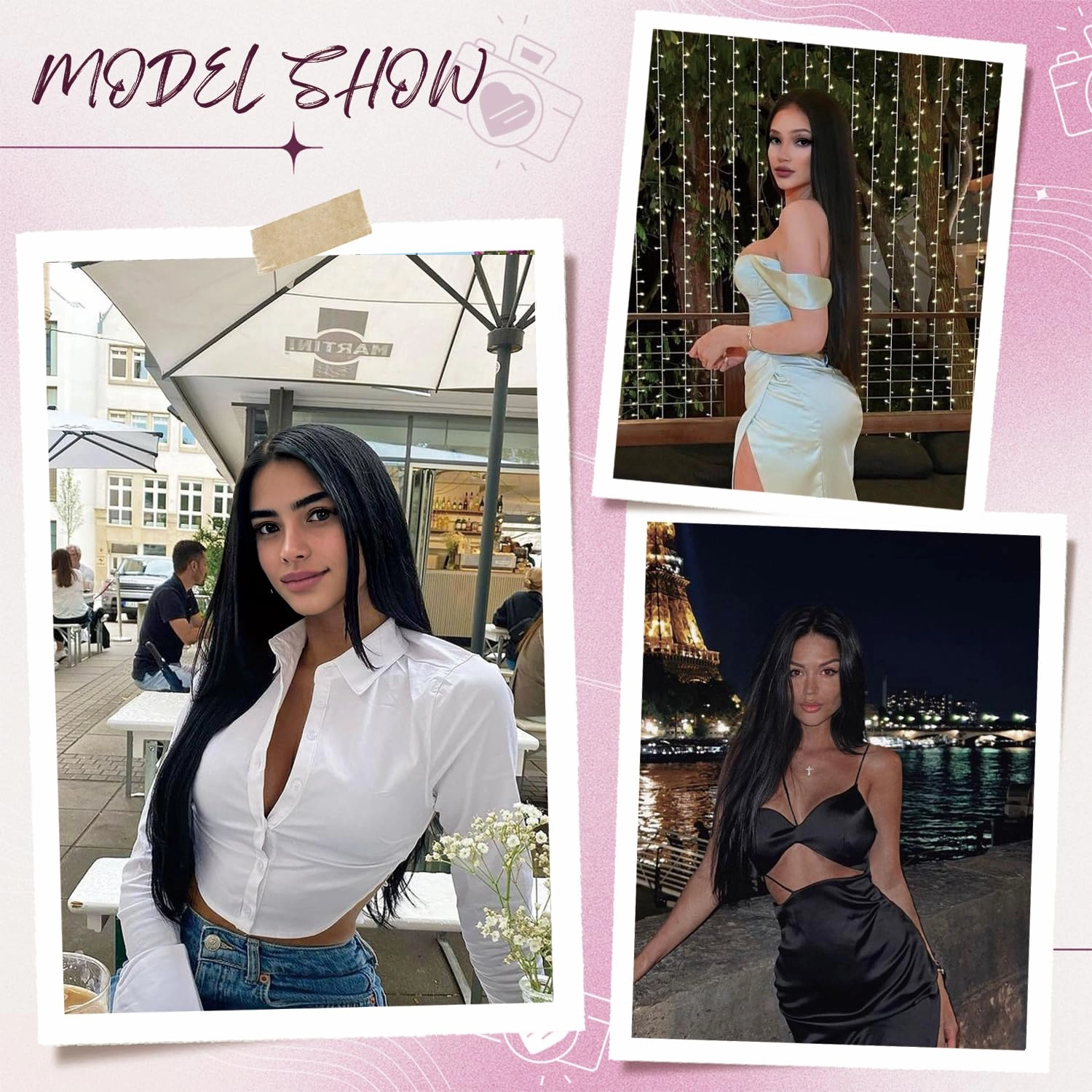L'veetie Long Black Wig, 13x6 Lace Front Straight Wig, 28 inch Middle Part Wig with Pre-Plucked Natural Hairline, Synthetic Heat Resistant Wigs for Women Daily Party Use