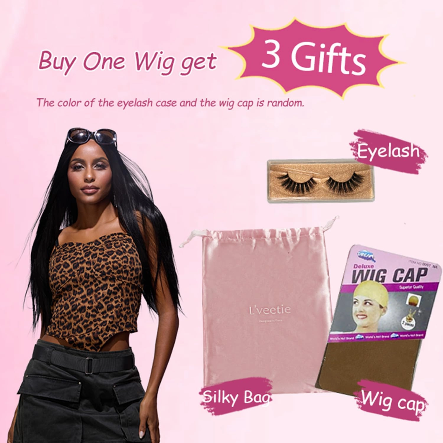 L'veetie Long Black Wig, 13x6 Lace Front Straight Wig, 28 inch Middle Part Wig with Pre-Plucked Natural Hairline, Synthetic Heat Resistant Wigs for Women Daily Party Use