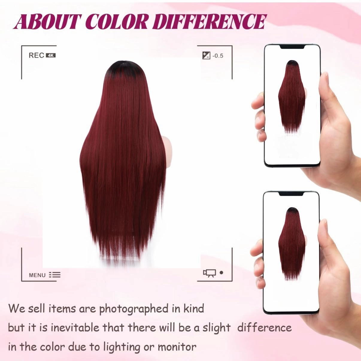 L'veetie Red Hair Wigs, Synthetic Pre Plucked 28 Inch Long Straight Burgundy Wig for Women, Glueless Wear to Go Wigs with Middle Part, Heat Resistant Synthetic Red Wigs for Daily Use