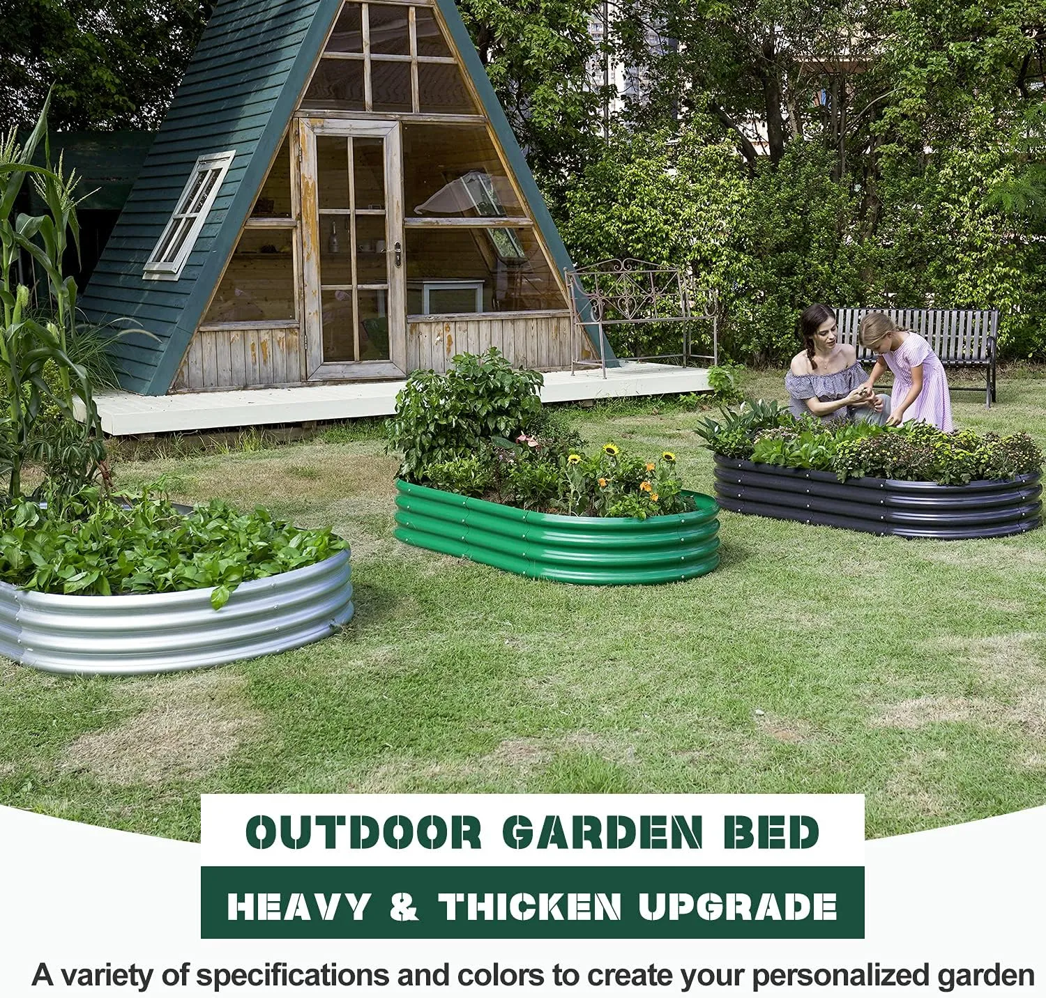 Land Guard 8×4×1 ft Galvanized Raised Garden Bed Kit，Raised Garden Boxes Outdoor, Oval Metal Raised Garden Beds for Vegetables……