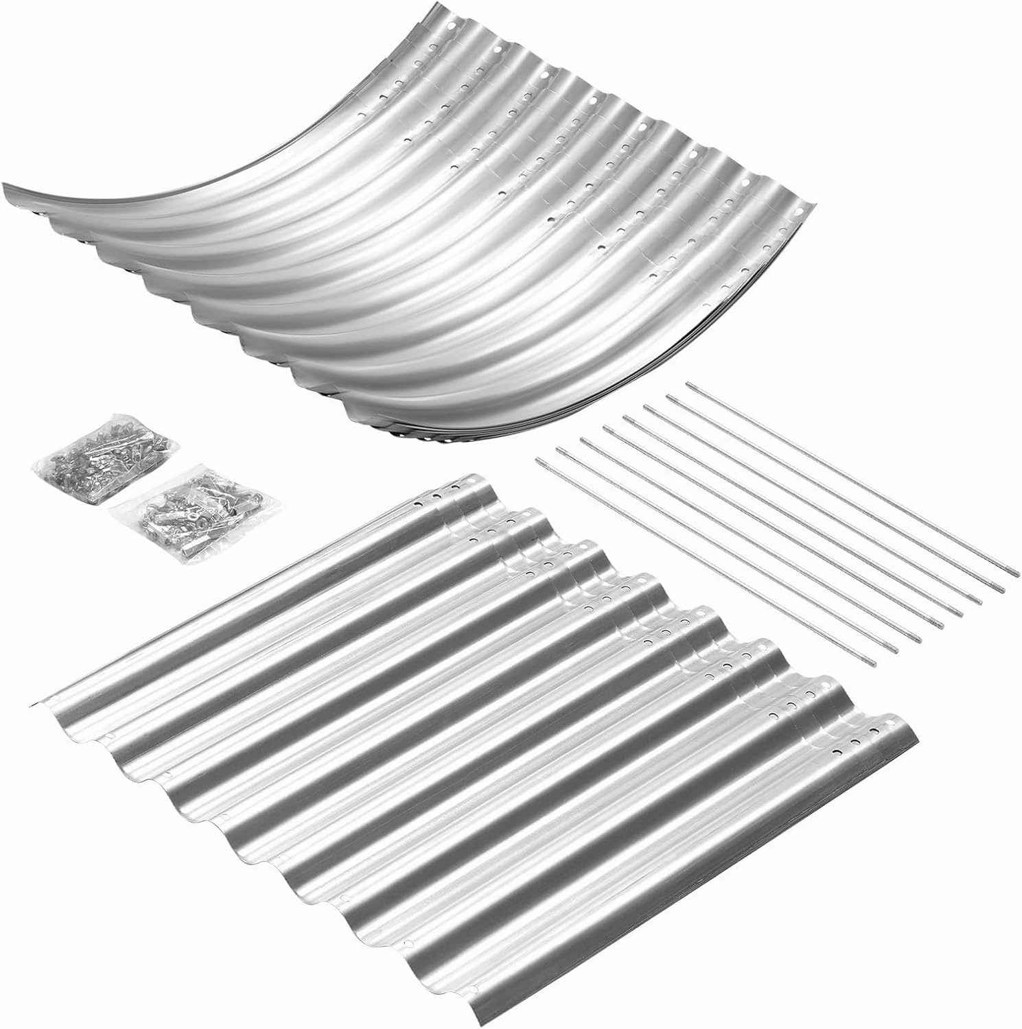Land Guard Galvanized Raised Garden Bed, 8x4x2ft Planter Boxes Outdoor, Oval Larger Metal Planter Boxes for Vegetables, Fruits, Flowers (Silver)