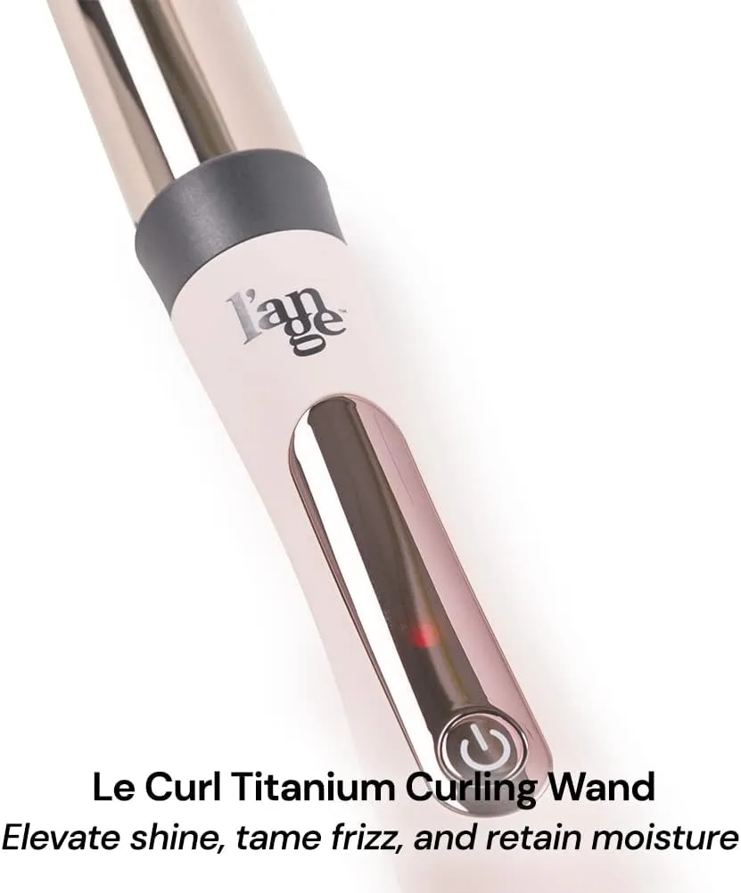 L'ANGE HAIR Le Curl Titanium Curling Wand | Professional Curling Iron for All Hair Types | Clip Free Hair Curler | Best Curling Wand for Relaxed Curls & Beach Waves | Blush 1.25” (32MM)