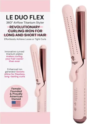 L'ANGE Hair Le Duo Flex 360° Airflow Titanium Styler | Curling Iron with Adjustable Settings Creates Waves | Air Flow Styler Enhances Volume Locks | Dual Voltage Tool for All Hair Types