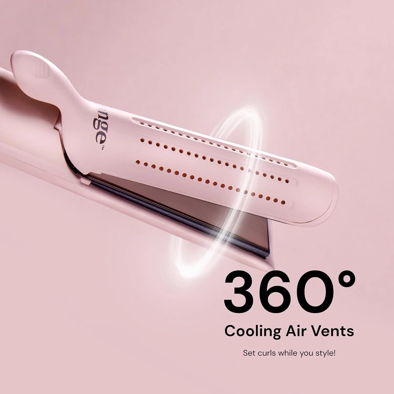 L'ANGE HAIR Le Duo Standard 360° Airflow Styler | 2-in-1 Curling Wand & Titanium Flat Iron Hair Straightener | Professional Hair Curler with Cooling Air Vents | Dual Voltage & Adjustable Temp (Blush)