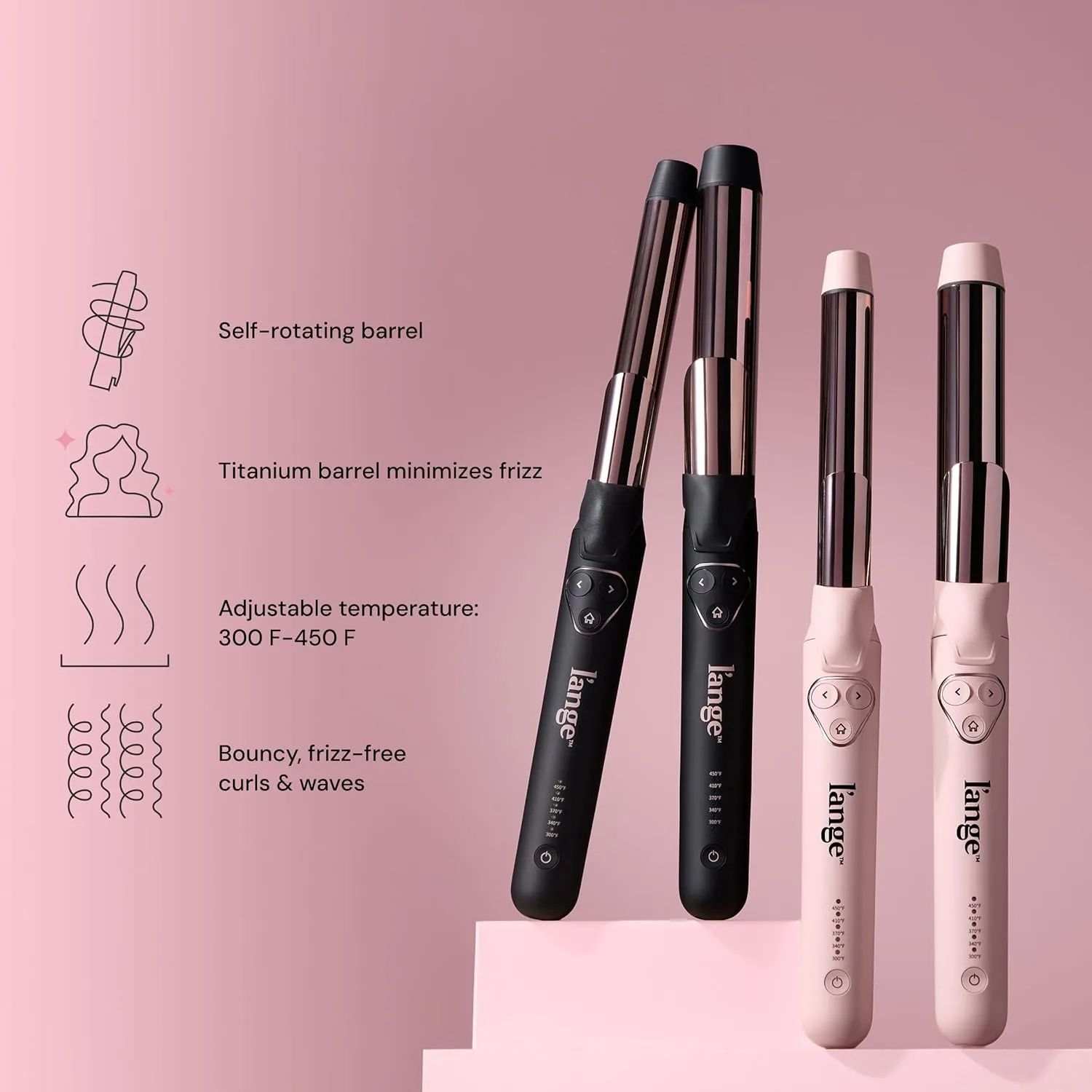 L'ANGE HAIR Le Pirouette 25MM Titanium Rotating Curling Iron | Self-Rotating Curler | Curls and Waves for Beginners and Pros | Premium Titanium Barrel | Black