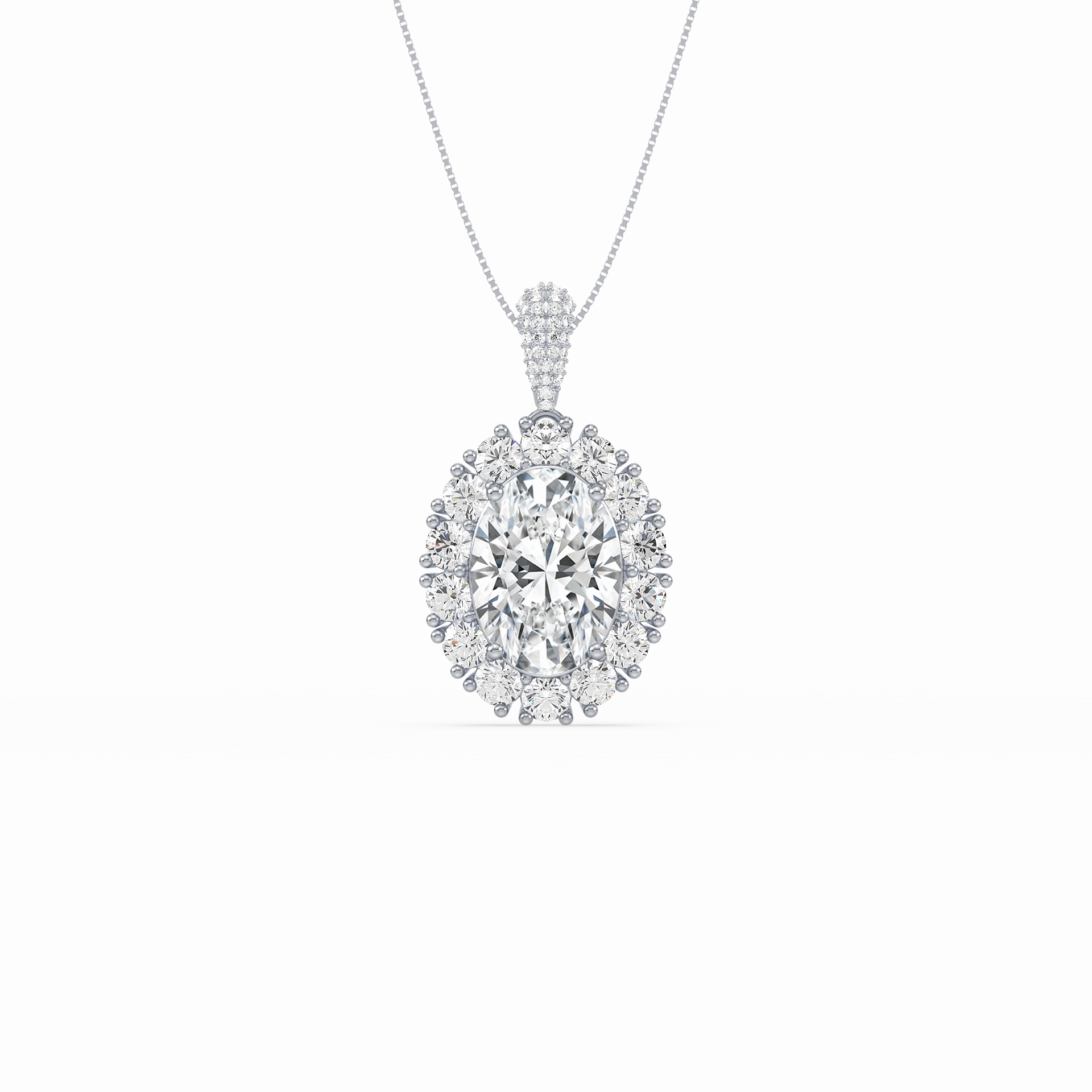 Large Blue Oval Solitaire Pendant