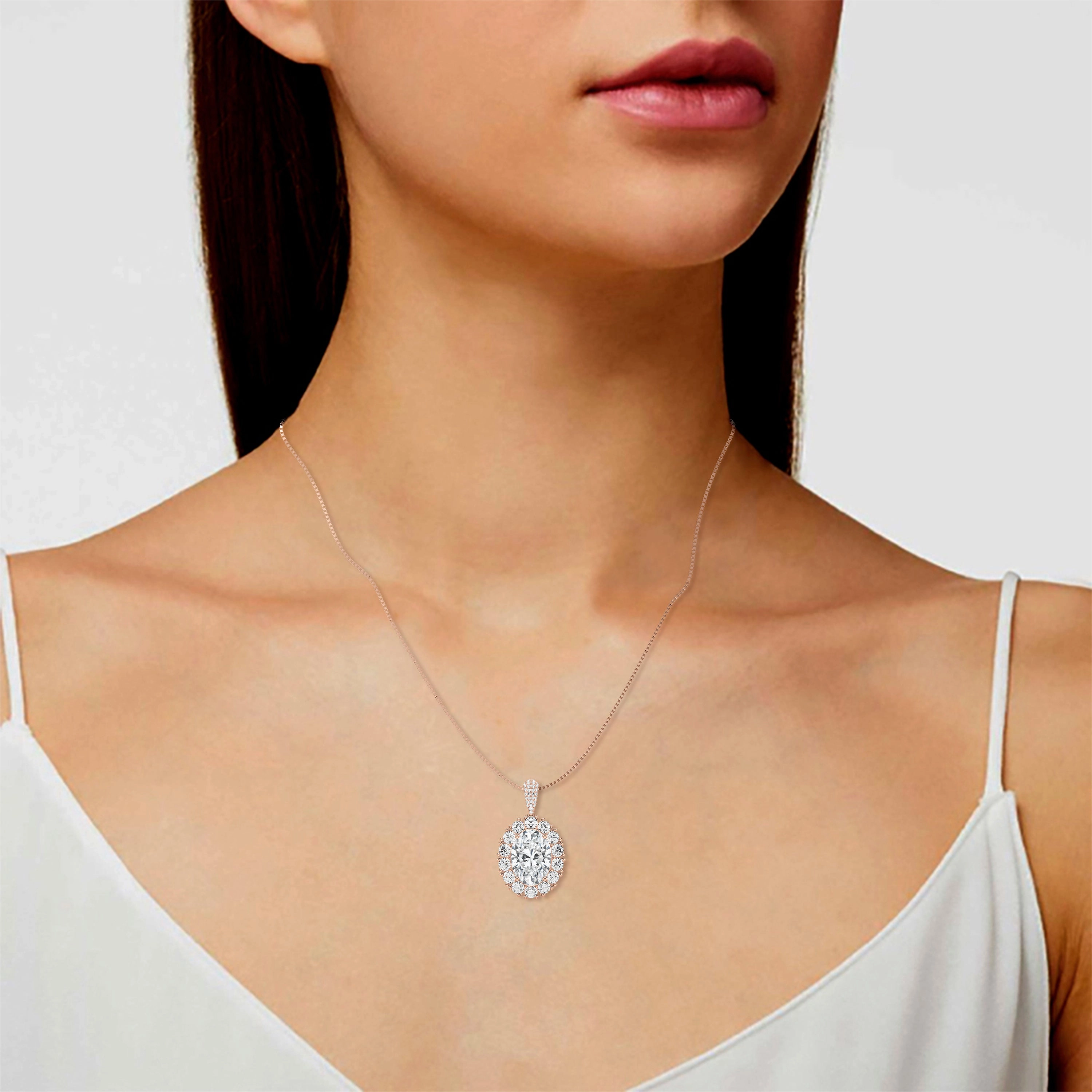 Large Blue Oval Solitaire Pendant