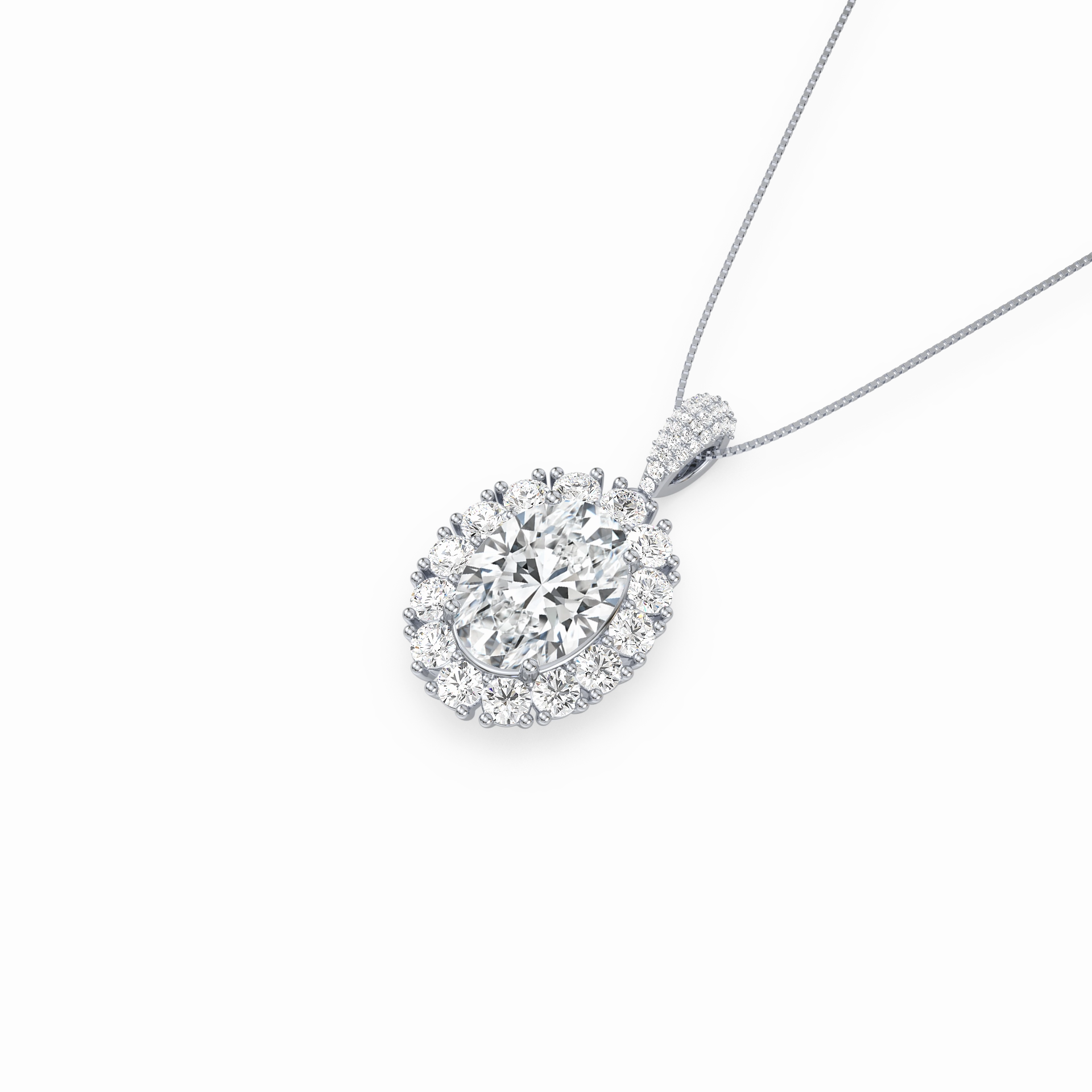 Large Blue Oval Solitaire Pendant
