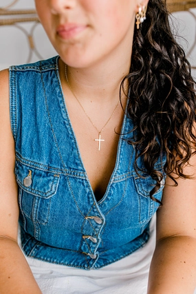 Large Gold Cross Necklace