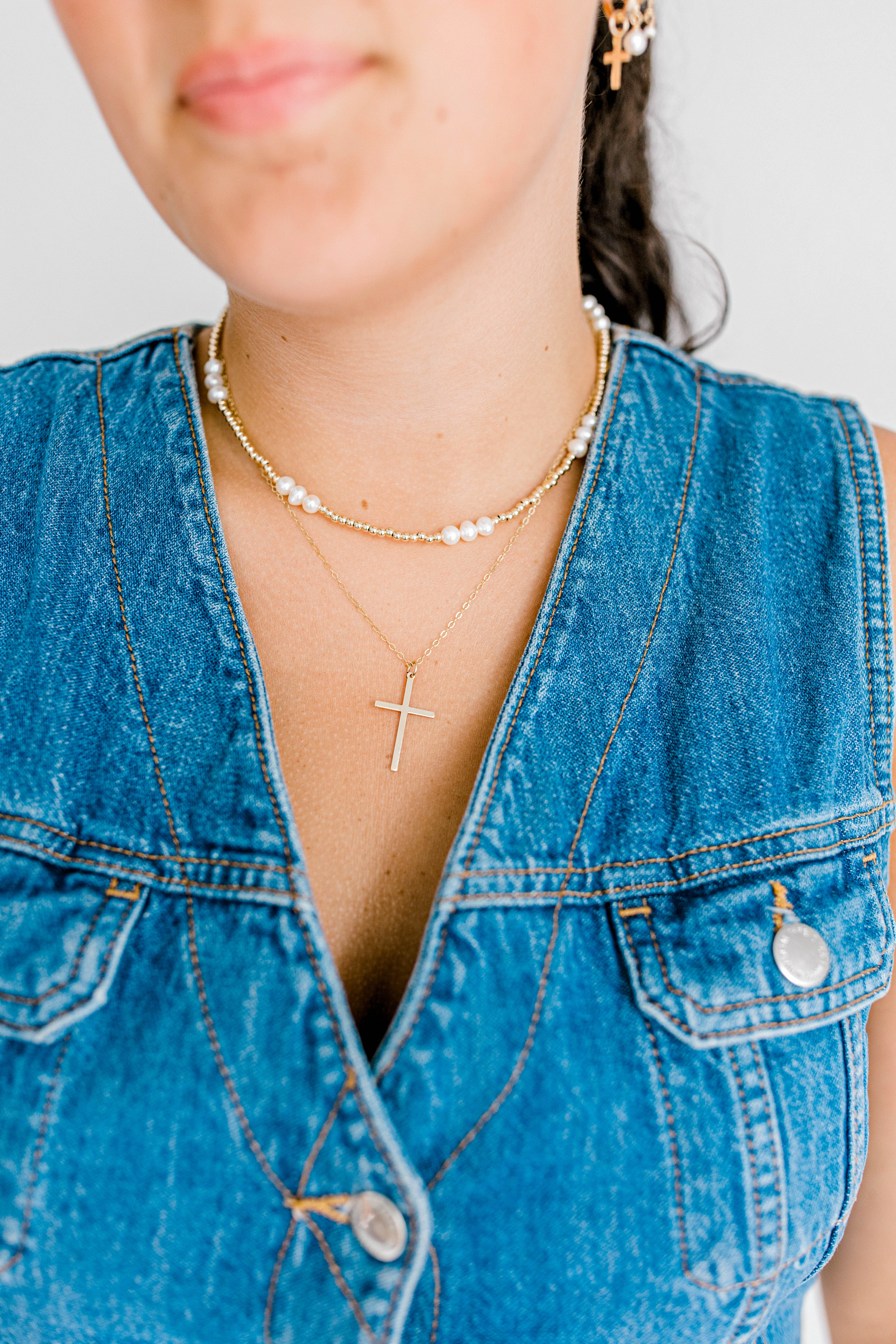 Large Gold Cross Necklace