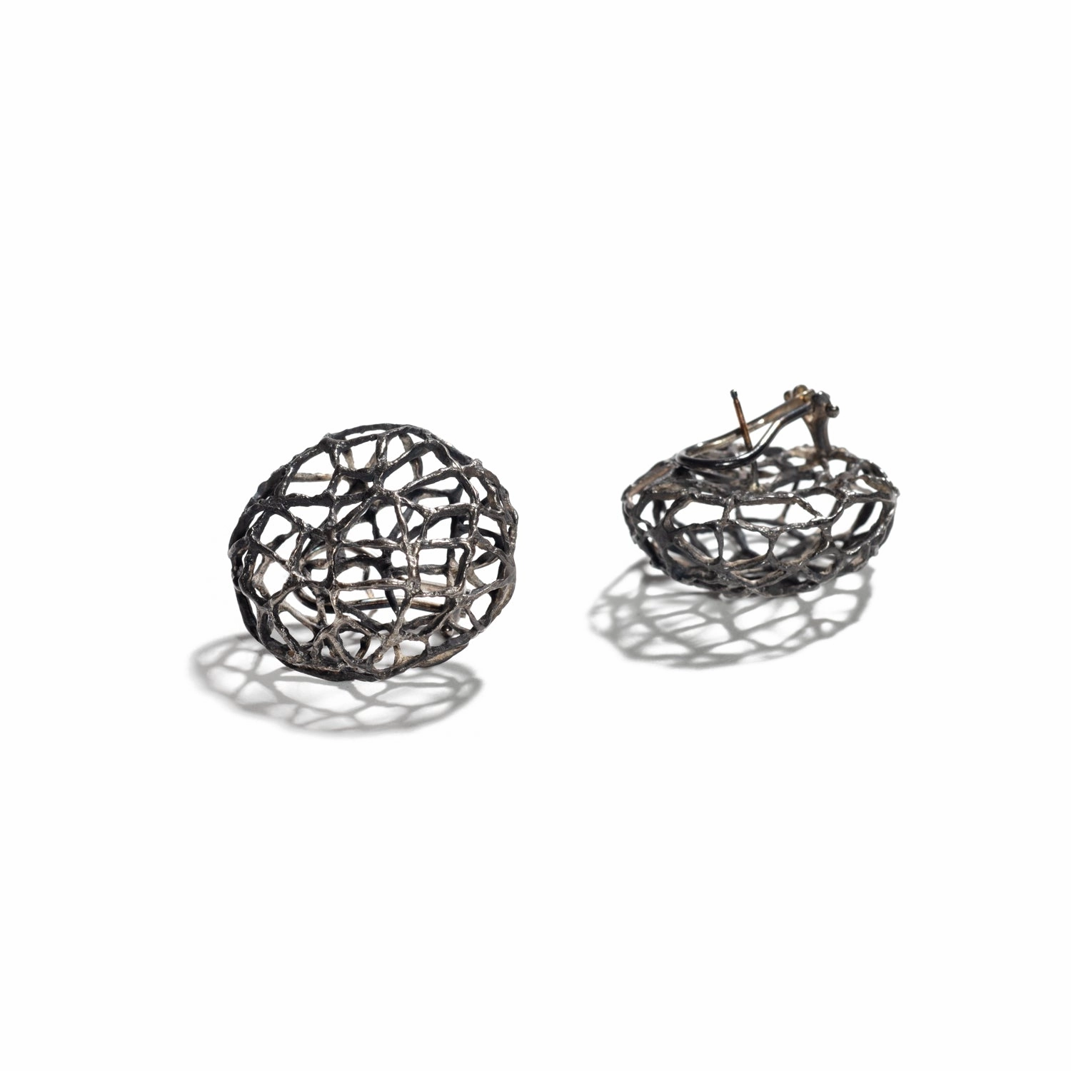 Large Silver Basket Earrings