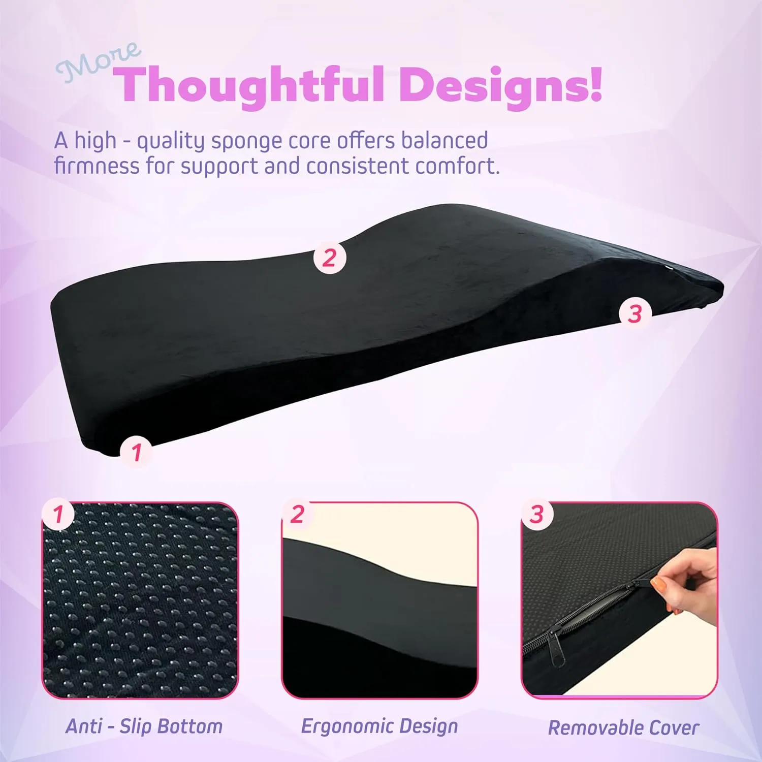 Lash Bed Topper, High-Density Foam Massage Table Topper with Soft Plush Cover, Ergonomic Eyelash Bed & Lash Table Bed Design, Memory Foam Spa Bed Topper & Lash Bed Pillow for Salon, 23" 58 cm, Black