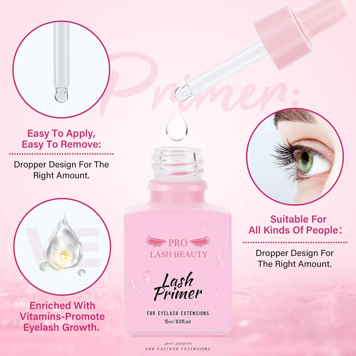 Lash Bonder Lash Primer for Eyelash Extensions Kit Longer Retention Glue Accelerator Lash Sealant Eyelash Bonder Primer 2 IN 1 Pre-Treatment for Professional Lash Extension (15ml 15ml)