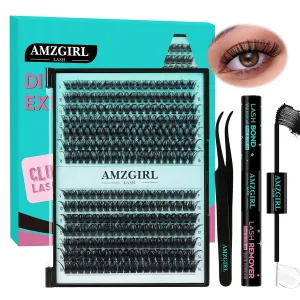Lash Extension Kit 280PCS Eyelash Clusters 60D 80D DIY Eyelash Extension Kit Individual Lashes Natural Lash Clusters Kit with Lash Bond and Remover, Lash Tweezers(D-Mix9-16mm Kit)