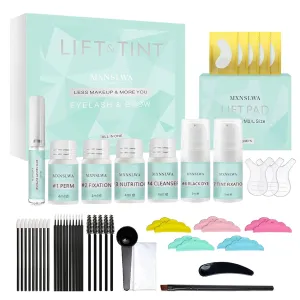 Lash Lift and Black Kit- Professional 4 in 1 Eyelash & Brow Perm Kit, Lash Lift Kit to Curl & Lift, Fuller & Thicker Lashes Suitable for Salon Home Use Long Lasting for 6-8 Weeks