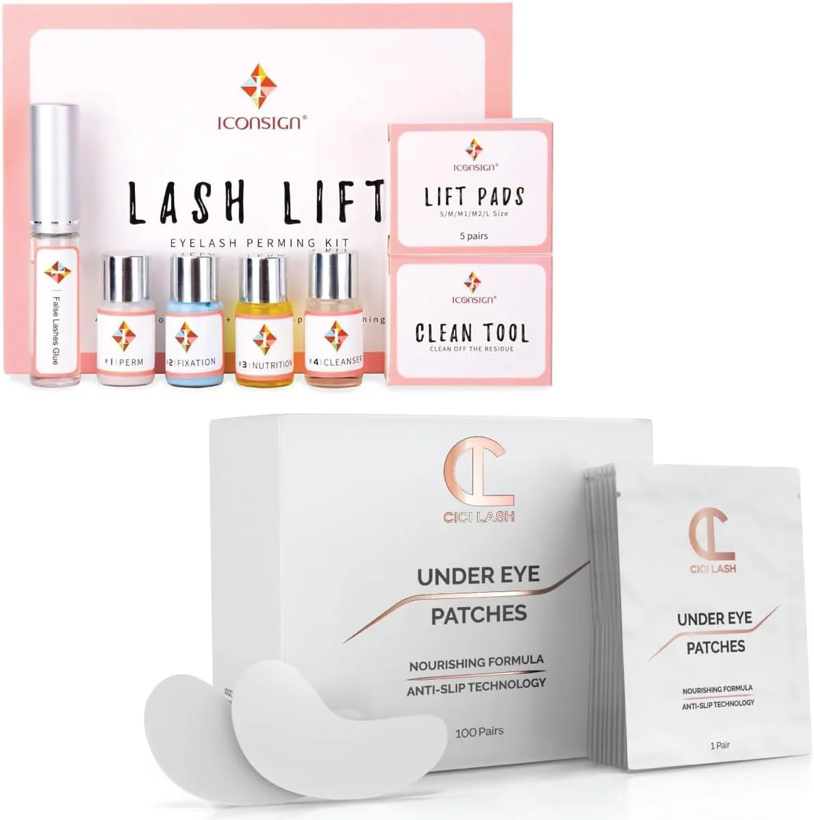 Lash Lift Kit & 100 Pairs Under Eye Pads | Semi-Permanent Salon Grade Supplies for Perming, Curling, and Lifting Eyelashes | Professional Lint-Free Hydrogel Eye Patches with Vitamin C and Aloe Vera