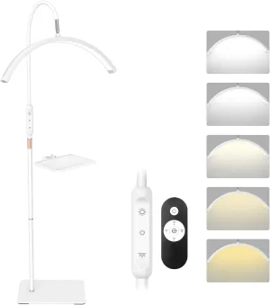 Lash Light for Eyelash Tech Led Half Moon Light Lamp for Tattoo, Lash Extensions, Nail, Beauty, for Esthetician & Artists, Adjustable Height, Dimmable Brightness, with Movable Tray, White