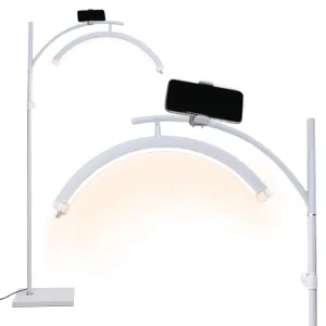 Lash Light Lamp for Eyelash Extensions LED Floor Half Moon Ring Lash Light Lamp for Lash Extension Esthetician Light R White