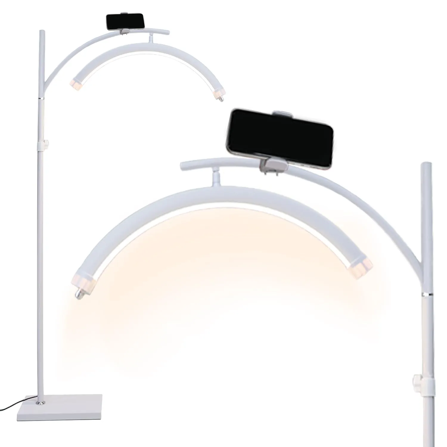 Lash Light Lamp for Eyelash Extensions LED Floor Half Moon Ring Lash Light Lamp for Lash Extension Esthetician Light R White
