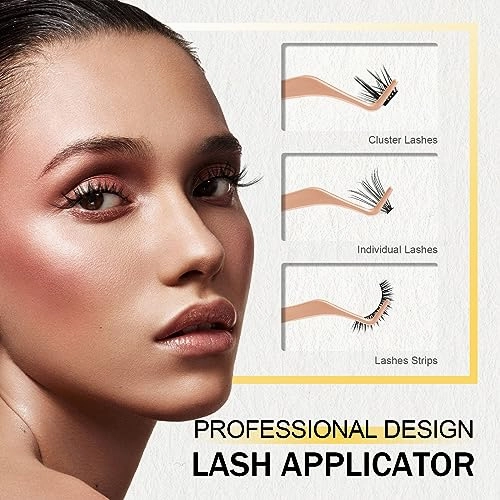 Lash Applicator Tool 2PCS Individual Tweezers for Eyelash Extensions - Professional Curved Applicator for DIY Cluster Lashes
