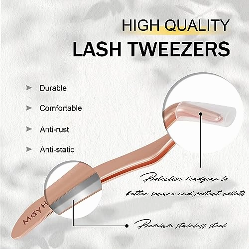 Lash Applicator Tool 2PCS Individual Tweezers for Eyelash Extensions - Professional Curved Applicator for DIY Cluster Lashes