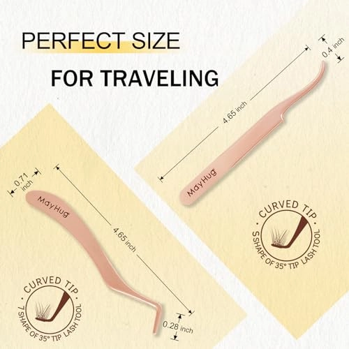 Lash Applicator Tool 2PCS Individual Tweezers for Eyelash Extensions - Professional Curved Applicator for DIY Cluster Lashes