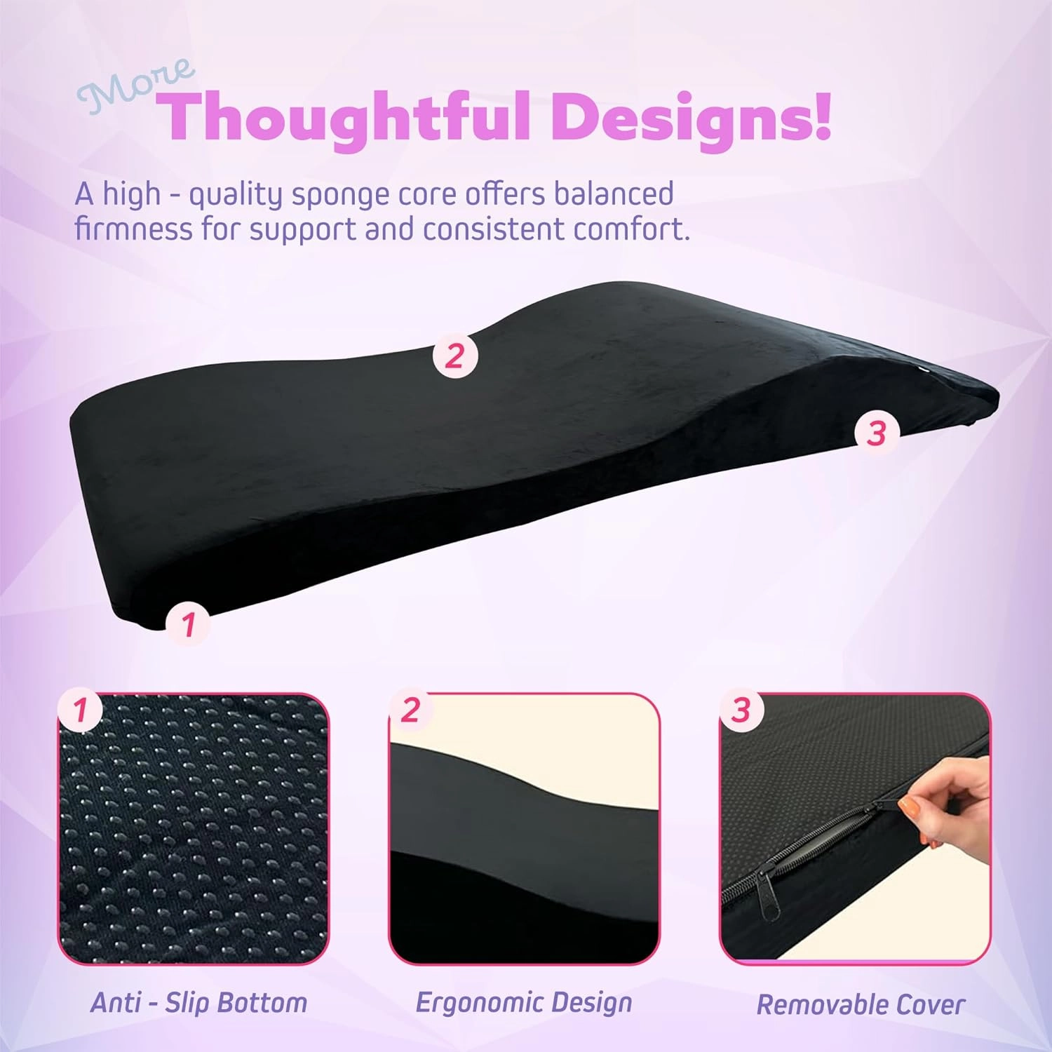 Lash Bed Topper – Ergonomic High-Density Memory Foam Massage Table Topper with Soft Plush Cover, Spa-Grade Lash Table Topper & Pillow for Salon Use – 28" (71 cm), Black