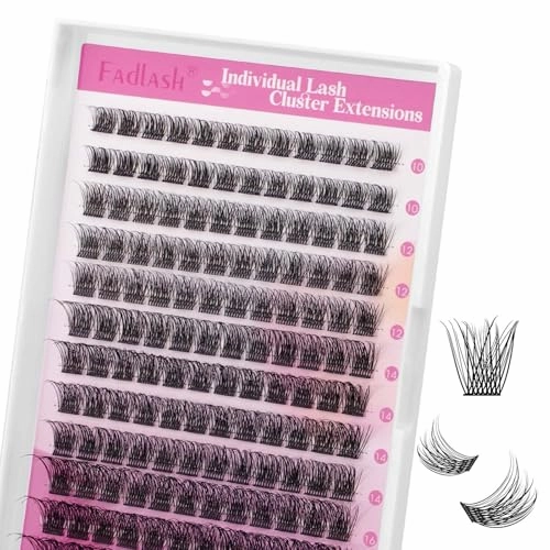 Lash Clusters 10-16mm 144pcs Mixed Tray Individual Lashes D Curl Individual Lashes Cluster Eyelash Extensions DIY Lash Extensions Eyelash Clusters Eyelash Extension Kit at Home (J03-0.07D, 10-16mm)
