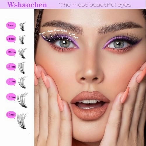 Lash Clusters 280pcs Lashes DIY Lash Extension Eyelash Clusters 40D 9-16mm D Curl Cluster Lashes Extensions Self Application (40D-0.07D-9-16MIX)