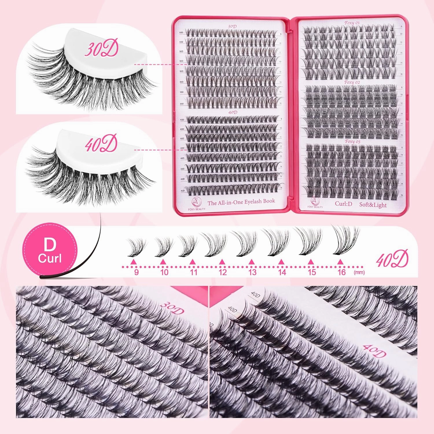 Lash Clusters -Lash Clusters Kit Natural Wispy Eyelash Extension Kit 30D & 40D Superfine Band Lash Extension Kit With Bond and Seal Remover Eyelash Clusters D Curl DIY At Hme