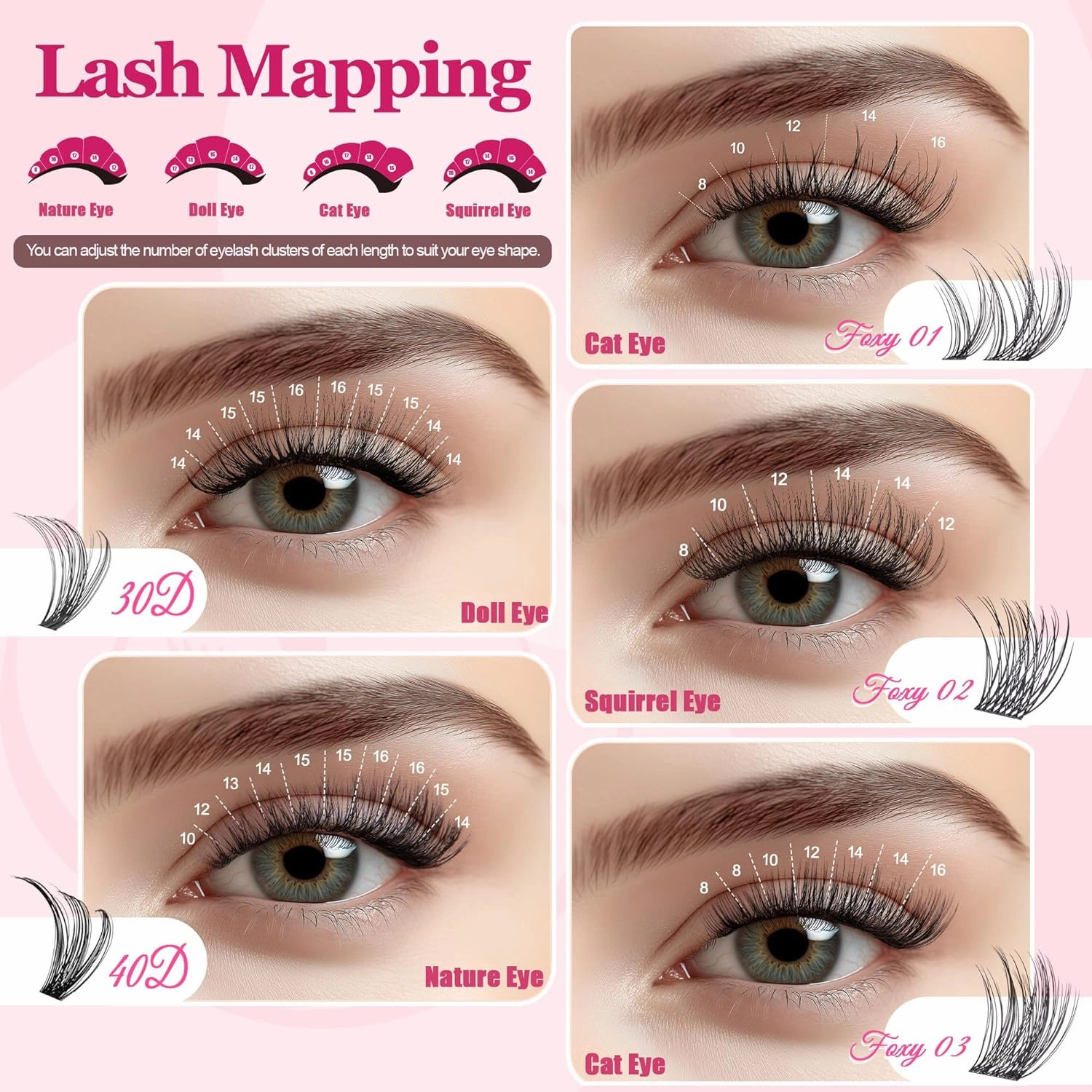 Lash Clusters -Lash Clusters Kit Natural Wispy Eyelash Extension Kit 30D & 40D Superfine Band Lash Extension Kit With Bond and Seal Remover Eyelash Clusters D Curl DIY At Hme