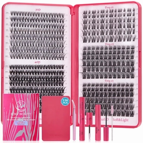 Lash Clusters -Lash Clusters Kit Natural Wispy Eyelash Extension Kit 30D & 40D Superfine Band Lash Extension Kit With Bond and Seal Remover Eyelash Clusters D Curl DIY At Hme