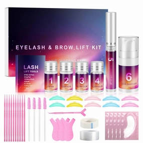 Lash Lift Kit & Brow Lamination Kit 2 IN 1, Semi-Permanent Eyebrow Lamination Kit & Eyelash Perm Kit, Quick Curling Perming with Complete Tools DIY, Salon & Home Use, Lasts for 4-6 Weeks