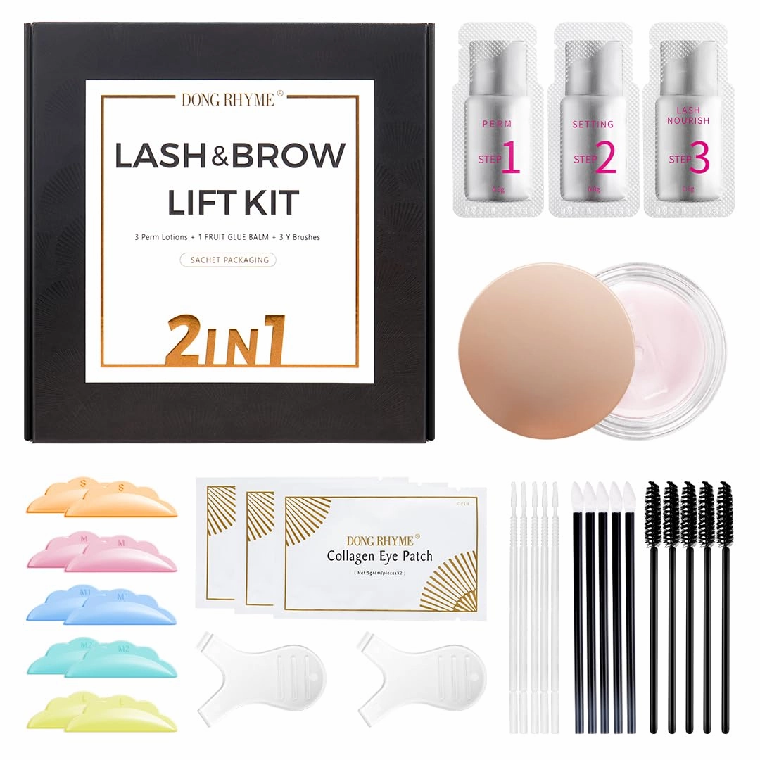 Lash Lift Kit by DONG RHYME - Professional Eyelash Perm Kit Sturdy Result, Small Disposable Packages Eyelash Lift Kit with Harmless Ingredients, Newbie Friendly Brow lamination Kit at Home Use