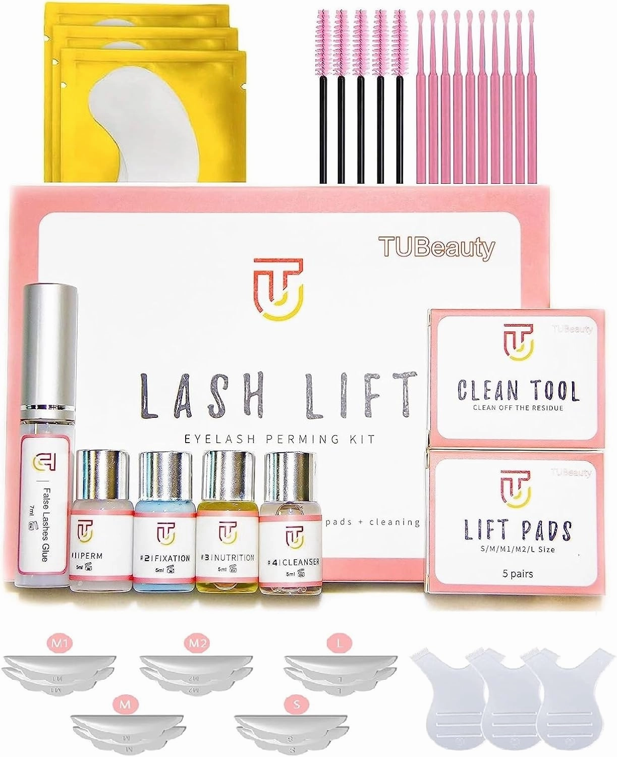 Lash Lift Kit Upgraded Version Glue Complete Eyelash Perm Kit 2025, for Professional Eyelash Lash Extensions, Lash Lifts, Lash Curling, Semi-Permanent Curling Perming Wave TUBeauty