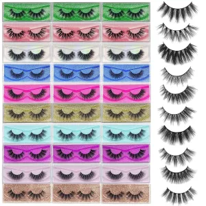 Lashes Bulk Christmas Gifts Mikiwi 30 Pack Eyelashes, 12-20mm 5D Fake Mink Eyelashes Wholesale, Fluffy Natural Volume Eye Lashes, Individual Package Faux Mink Lashes Wholesale